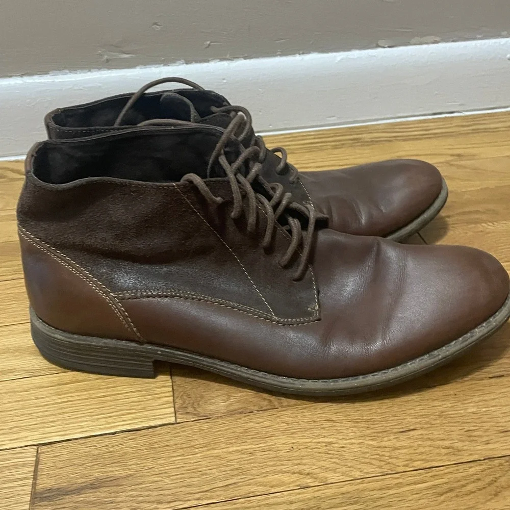 Steve Madden Garisonn Men's 12M Dark Brown Leather Suede‎ Lace Up Chukka Boots